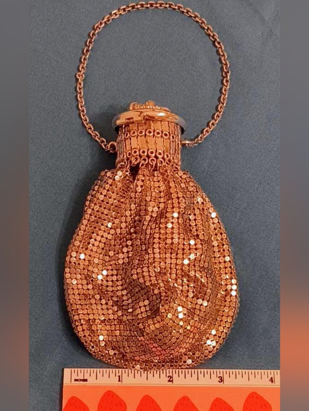 ​VTG 1920s Whiting & Davis Mesh Gate-Top Beggar’s Bag Purse Rhinestone Lid - Picture 11 of 11